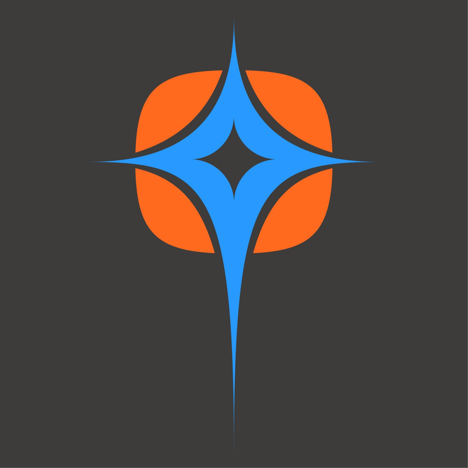 Logo entreprise OUTCOM orange et bleu sur fond foncé