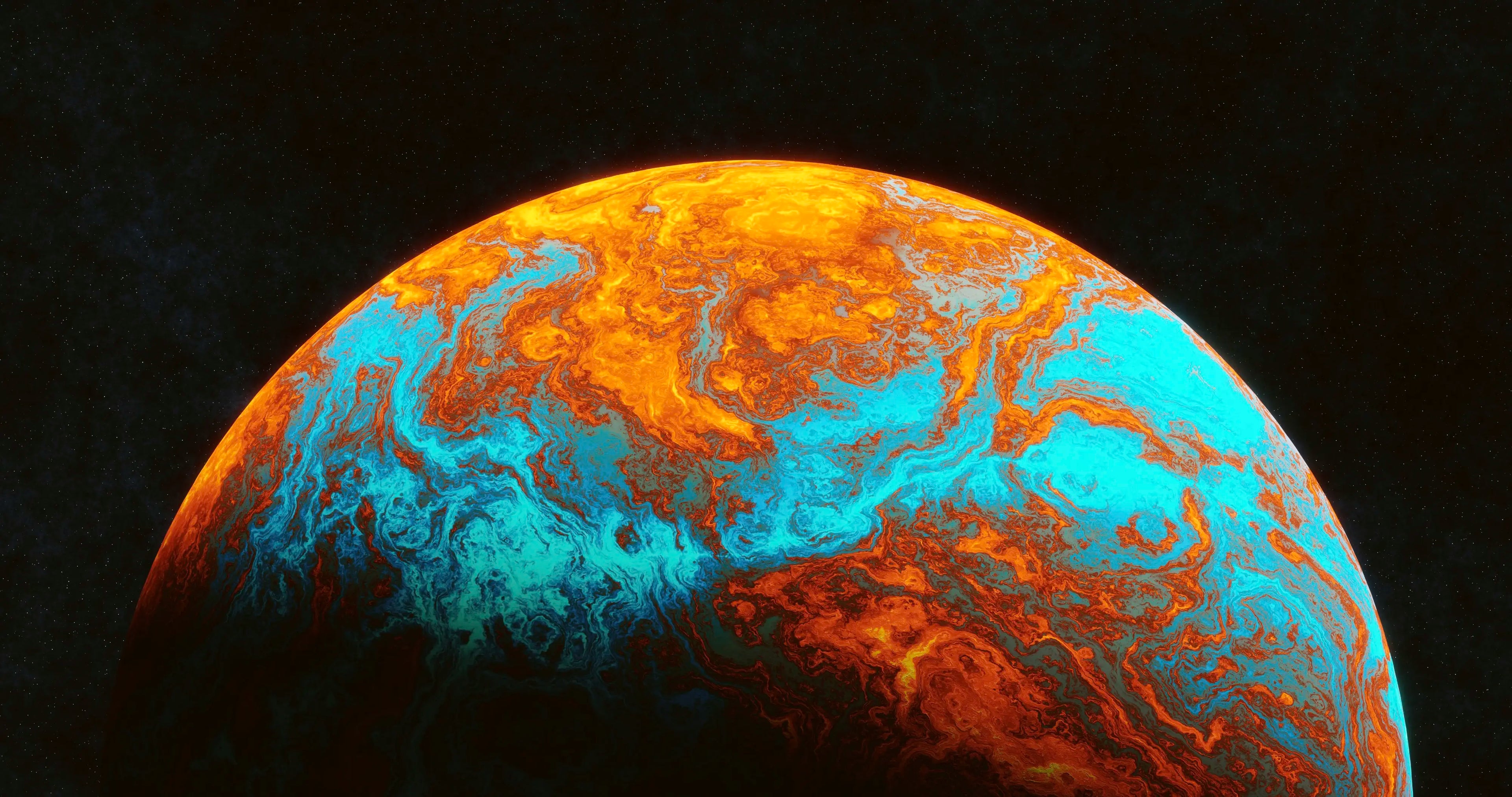Planète orange et bleue couleurs entreprise OUTCOM
